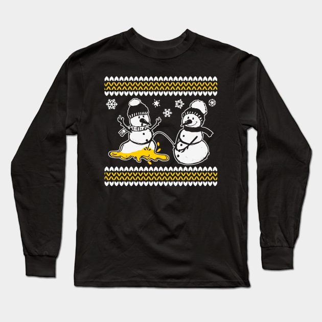 Pee Pee Snowman Long Sleeve T-Shirt by Etopix